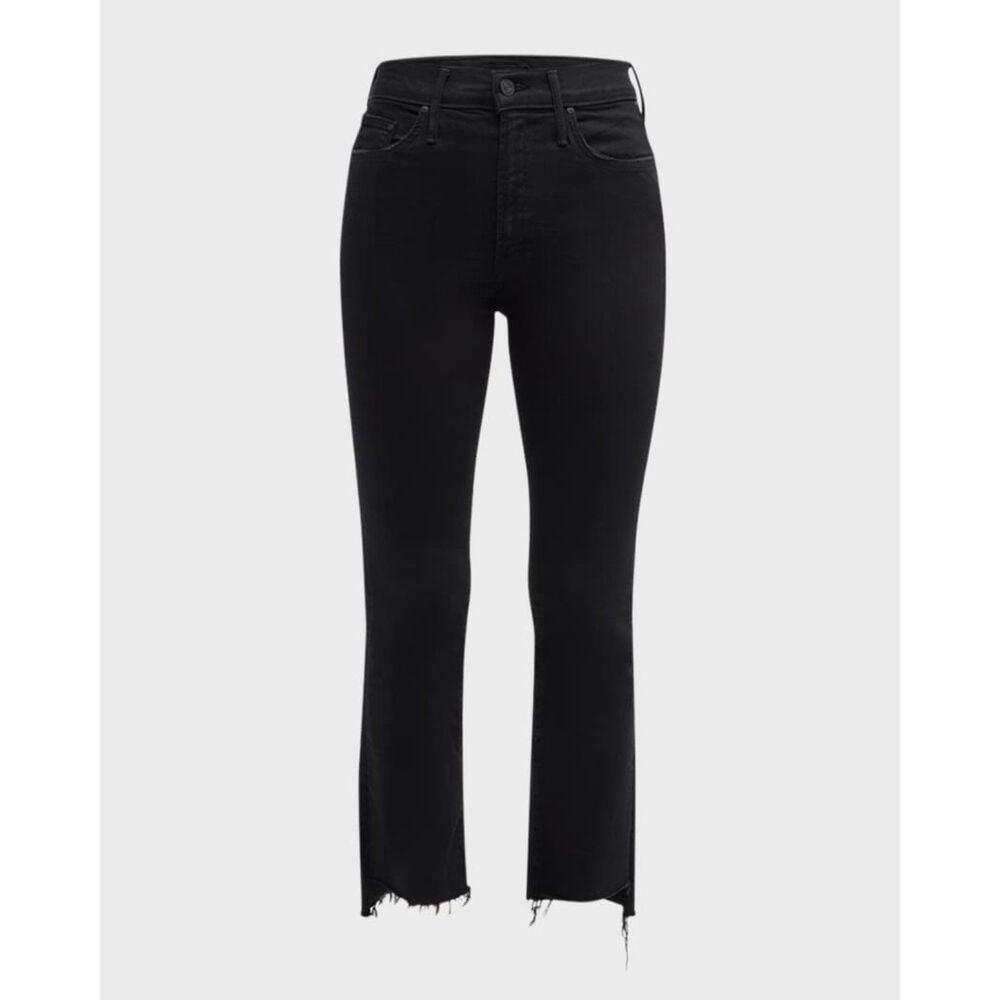 Mother Black Insider Crop Step Fray Jeans, size 28